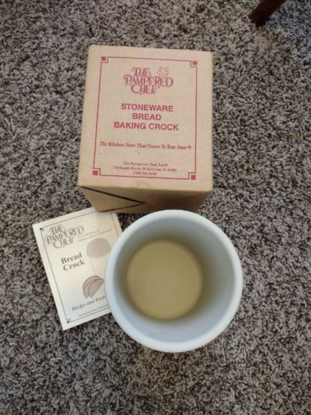 Vintage The Pampered Chef Stoneware Bread Baking Crock